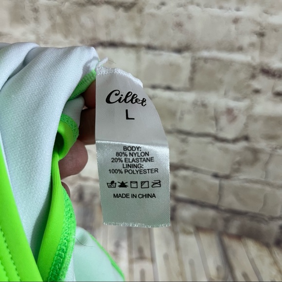 NWOT Neon green Cillet one piece bathing suit size large - Picture 4 of 5